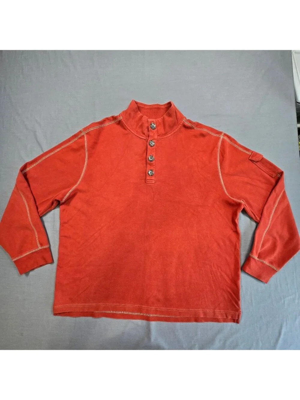 Banana Republic XXL Burnt Brick Red 100% Cotton Mock Neck Pullover Sweatshirt
